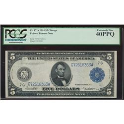 1914 $5 Chicago Federal Reserve Note PCGS 40PPQ