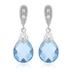 14KT White Gold 6.25ctw Blue Topaz and Diamond Earrings