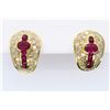 Image 2 : 18KT Yellow Gold Ruby and Diamond Earrings