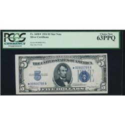 1934 $5 Silver Certificate Star Note PCGS 63PPQ