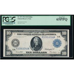 1914 $10 Large Dallas Federal Reserve Note PCGS 65PPQ