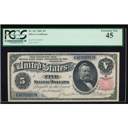 1891 $5 Silver Certificate PCGS 45