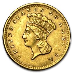 1856 $1 Indian Head Type 3 Gold Coin