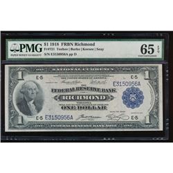 1918 $1 Richmond Federal Reserve Bank Note PCGS 65PPQ