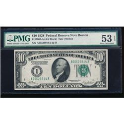 1928 $10 Boston Federal Reserve Note PMG 53EPQ