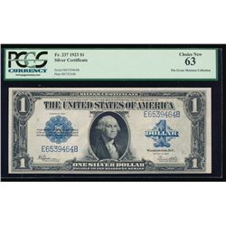 1923 $1 Silver Certificate PCGS 63