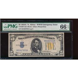 1934A $5 North Africa Silver Certificate PMG 66PPQ