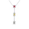 Image 1 : 14KT White Gold 0.65ctw Multi Color Sapphire and Diamond Pendant with Chain