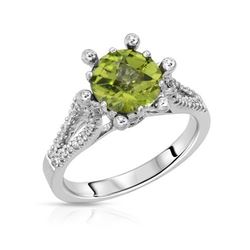 18KT White Gold 1.50ct Peridot and Diamond Ring