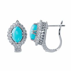 14KT White Gold 4.12ctw Turquoise and Diamond Earrings