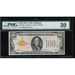 1928 $100 Gold Certificate PMG 30 Very Fine