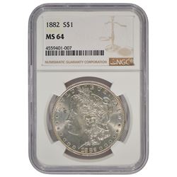 1882 $1 Morgan Silver Dollar Coin NGC MS64