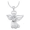 Image 1 : 0.10 CTW Diamond Guardian Angel Pendant 10KT White Gold - REF-8F9N