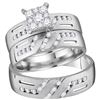 Image 1 : 0.71 CTW His & Hers Diamond Cluster Matching Bridal Ring 14KT Yellow Gold - REF-119M9H
