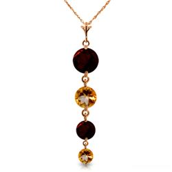 Genuine 3.9 ctw Garnet & Citrine Necklace Jewelry 14KT Rose Gold - REF-23Z5N