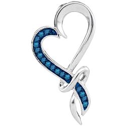 0.10 CTW Blue Color Diamond Heart Pendant 10KT White Gold - REF-10Y5X