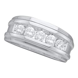 0.50 CTW Diamond Mens Masculine Wedding Ring 14k White Gold - REF-82H4M