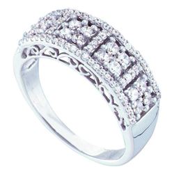 0.51 CTW Diamond Symmetrical Cluster Ring 14KT White Gold - REF-52X4Y