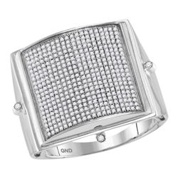 0.85 CTW Mens Pave-set Diamond Square Dome Cluster Ring 10KT White Gold - REF-97N4F