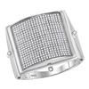 Image 1 : 0.85 CTW Mens Pave-set Diamond Square Dome Cluster Ring 10KT White Gold - REF-97N4F