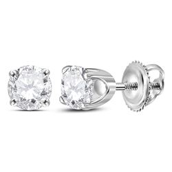 0.65 CTW Diamond Solitaire Stud Earrings 14KT White Gold - REF-63Y8X