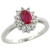 Image 1 : Natural 0.82 ctw Ruby & Diamond Engagement Ring 10K White Gold - REF-38G9M