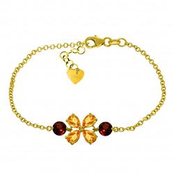 Genuine 3.15 ctw Citrine & Garnet Bracelet Jewelry 14KT Yellow Gold - REF-56V4W