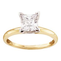 0.90 CTW Princess Diamond Solitaire Bridal Engagement Ring 14KT Yellow Gold - REF-240H2M