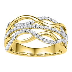 0.60 CTW Diamond Woven Strand Ring 10KT Yellow Gold - REF-59K9W