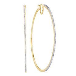 0.75 CTW Diamond Large Hoop Earrings 10KT Yellow Gold - REF-67M4H