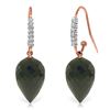 Genuine 24.68 ctw Black Spinel & Diamond Earrings Jewelry 14KT Rose Gold - REF-50K5V