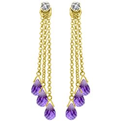 Genuine 10.53 ctw Amethyst & Diamond Earrings Jewelry 14KT Yellow Gold - REF-32X9M