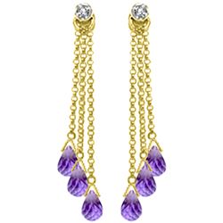 Genuine 10.53 ctw Amethyst & Diamond Earrings Jewelry 14KT Yellow Gold - REF-32X9M