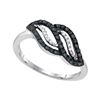 0.33 CTW Black Color Diamond Crossover Ring 10KT White Gold - REF-20H9M