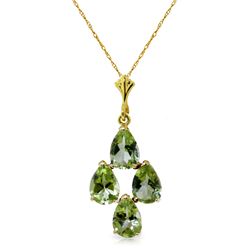 Genuine 2.25 ctw Peridot Necklace Jewelry 14KT Yellow Gold - REF-20T4A