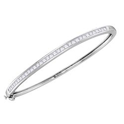 2 CTW Princess Channel-set Diamond Single Row Bangle Bracelet 14KT White Gold - REF-240X2Y