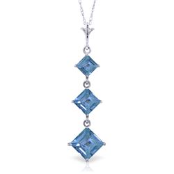 Genuine 2.4 ctw Blue Topaz Necklace Jewelry 14KT White Gold - REF-20F4Z