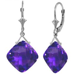 Genuine 17.5 ctw Amethyst Earrings Jewelry 14KT White Gold - REF-39R3P