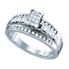 Image 1 : 0.47 CTW Princess Diamond Cluster Bridal Engagement Ring 10KT White Gold - REF-34M4H