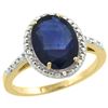 Image 1 : Natural 2.42 ctw Blue-sapphire & Diamond Engagement Ring 10K Yellow Gold - REF-85M8H