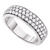 Image 1 : 1 CTW Pave-set Diamond Triple Row Wedding Ring 10KT White Gold - REF-82M4H