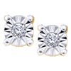 Image 1 : 0.05 CTW Illusion-set Diamond Solitaire Screwback Earrings 14KT Yellow Gold - REF-8M9H