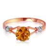 Image 1 : Genuine 1.02 ctw Citrine & Diamond Ring Jewelry 14KT Rose Gold - REF-28T3A