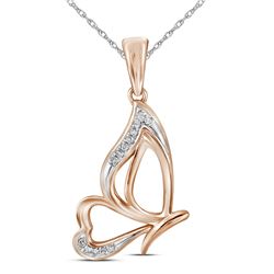 0.03 CTW Diamond Butterfly Bug Pendant 10KT Rose Gold - REF-10W5K