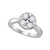 Image 1 : 1.01 CTW Diamond Cluster Bridal Engagement Ring 14KT White Gold - REF-134M9H