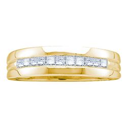1 CTW Mens Princess Diamond Wedding Anniversary Ring 14KT Yellow Gold - REF-112H5M