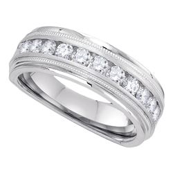 1 CTW Mens Diamond Wedding Ring 10KT White Gold - REF-119M9H