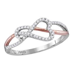 0.15 CTW Diamond Heart Rose-tone Woven Ring 10KT White Gold - REF-13X4Y