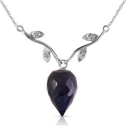 Genuine 12.92 ctw Sapphire & Diamond Necklace Jewelry 14KT White Gold - REF-42R2P