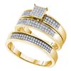 Image 1 : 0.33 CTW His & Hers Diamond Cluster Matching Bridal Ring 10KT Yellow Gold - REF-49K5W